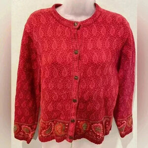 Nomadic Traders Nordic Cardigan Cottagecore Christmas Sweater Paisley Sz Medium